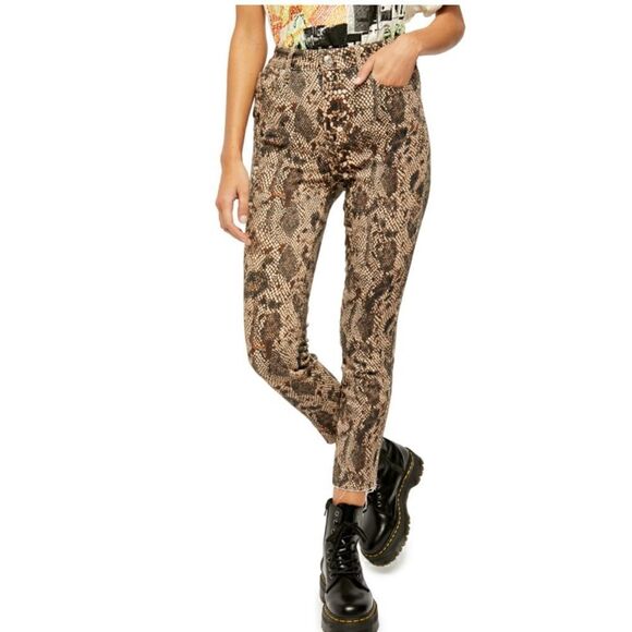 Free People Two Faced Snakeskin Raw Hem Pants Women's Size 28 We The Fre… - Picture 1 of 8